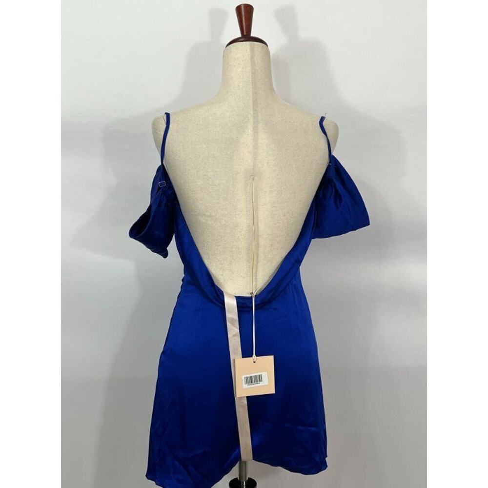 LA SEMAINE Paris Sz 34 2 Blue Silk Blend Off Shoulder Mini Dress NWT - Picture 3 of 10
